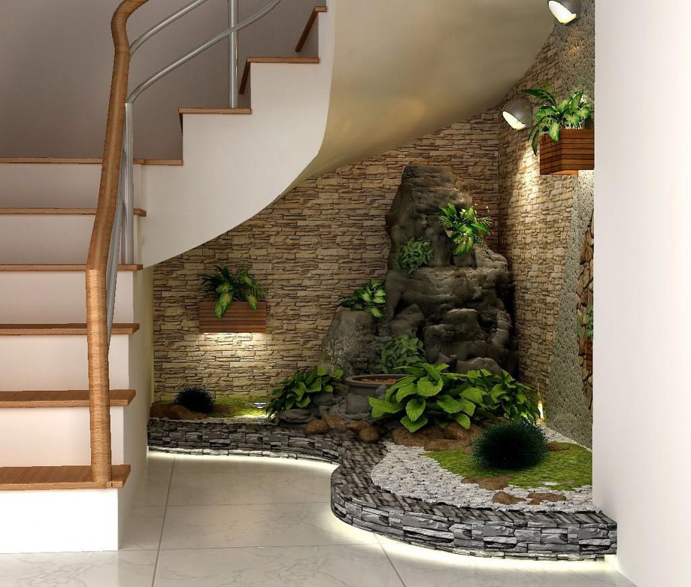 Trang trí cây xanh gầm cầu thang
