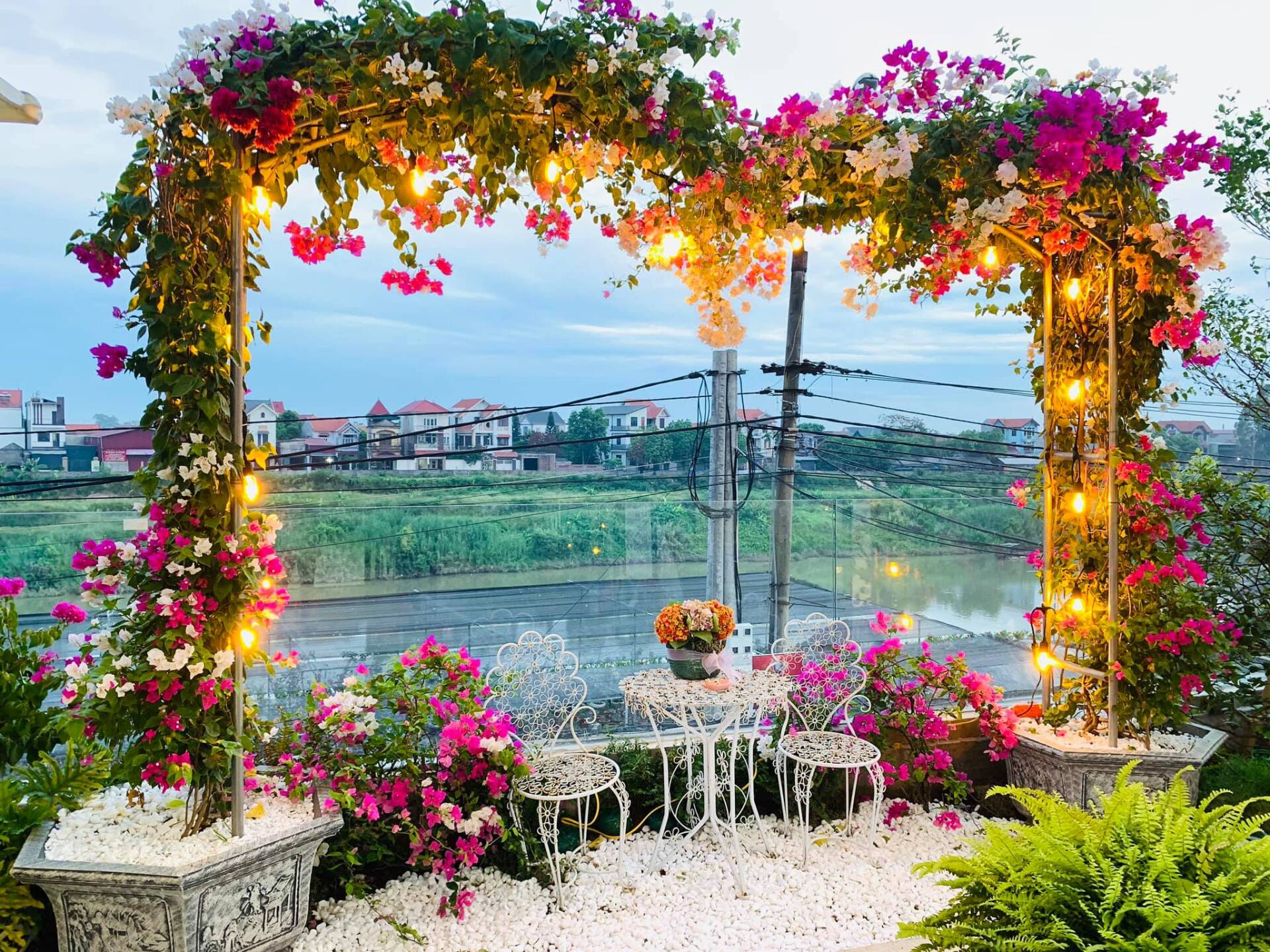 Cổng hoa giấy ngũ sắc