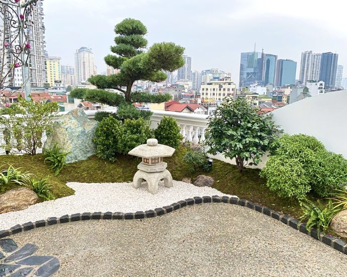 Thiết kế tiểu cảnh trên sân vườn ở sân thượng
