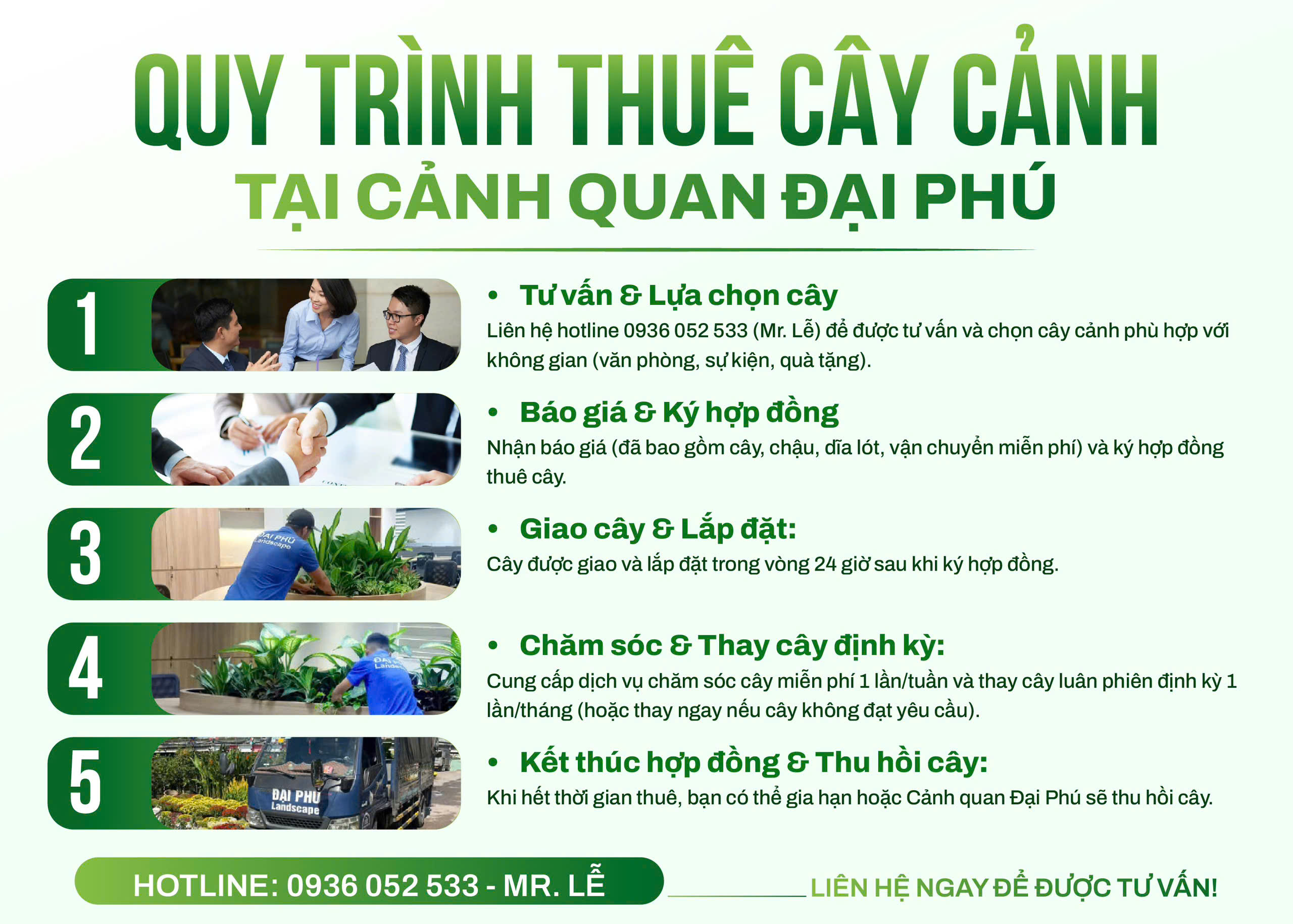 Quy trình cho thuê cây cảnh Đại Phú