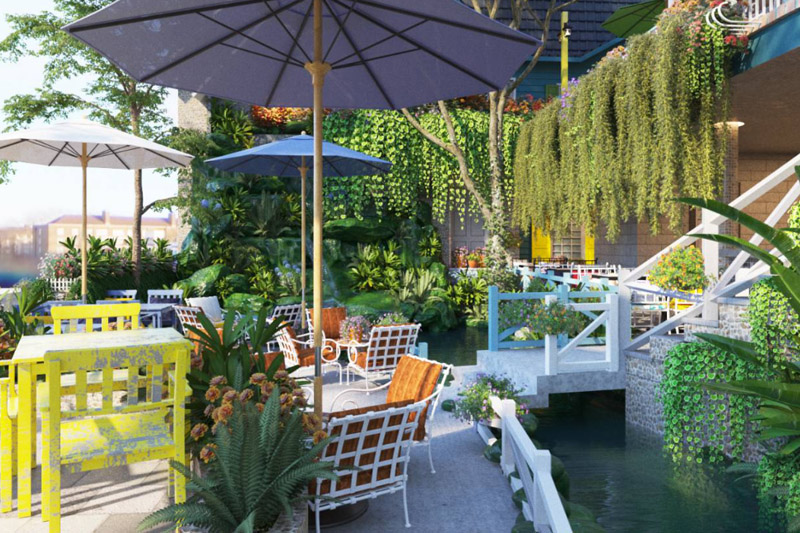 thiết kế quán cafe sân vườn 