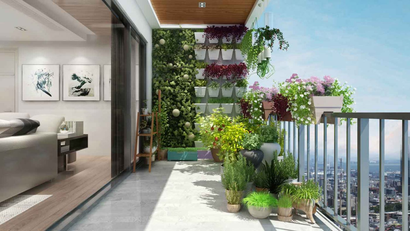 trang trí cây xanh nhà chung cư