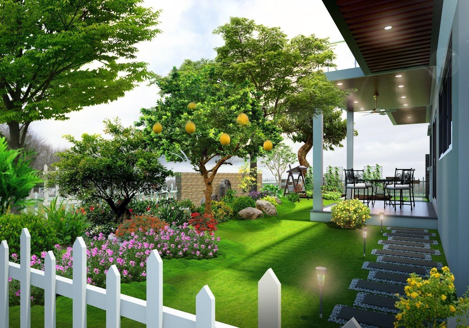 trang trí cây xanh trong vườn