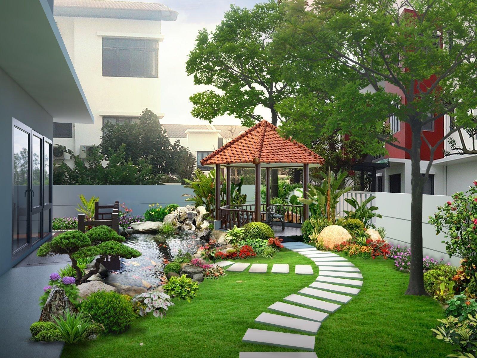 trang trí cây xanh trong vườn